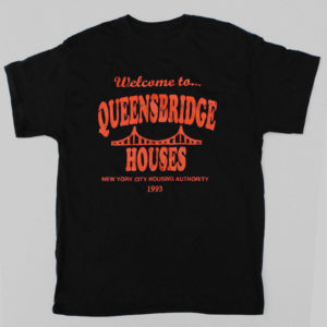Welcome to Queensbridge Houses Hip-Hop T-Shirt. New Version for 2023. Navy/Orange Colorway