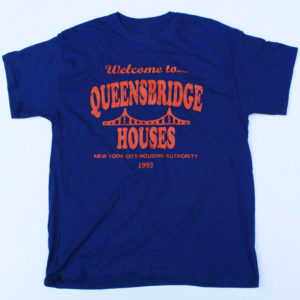 Welcome to Queensbridge Houses Hip-Hop T-Shirt. New Version for 2023. Royal/Orange Colorway