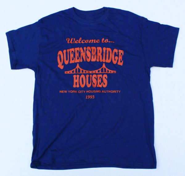 Welcome to Queensbridge Houses Hip-Hop T-Shirt. New Version for 2023. Royal/Orange Colorway