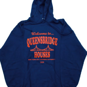 Welcome to Queensbridge Projects Distressed Hoody in Navy Blue