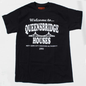 Welcome to Queensbridge Houses Hip-Hop T-Shirt. New Version for 2023. Black/White Colorway