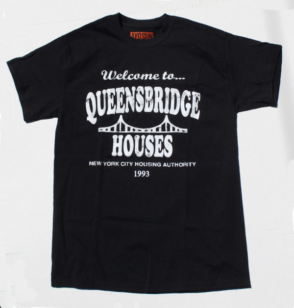 Welcome to Queensbridge Houses Hip-Hop T-Shirt. New Version for 2023. Black/White Colorway